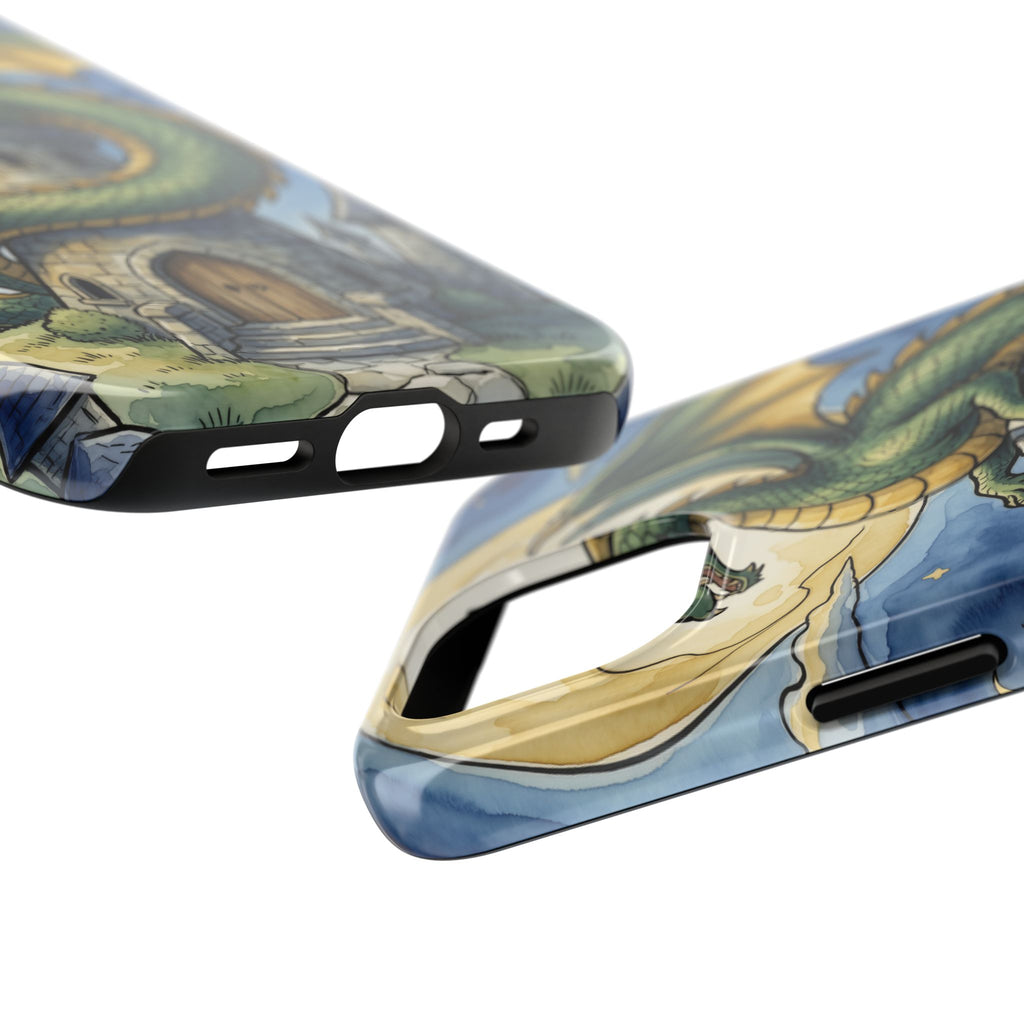 Fantasy Dragon Phone Case - Wizard Tower Ink and Watercolor