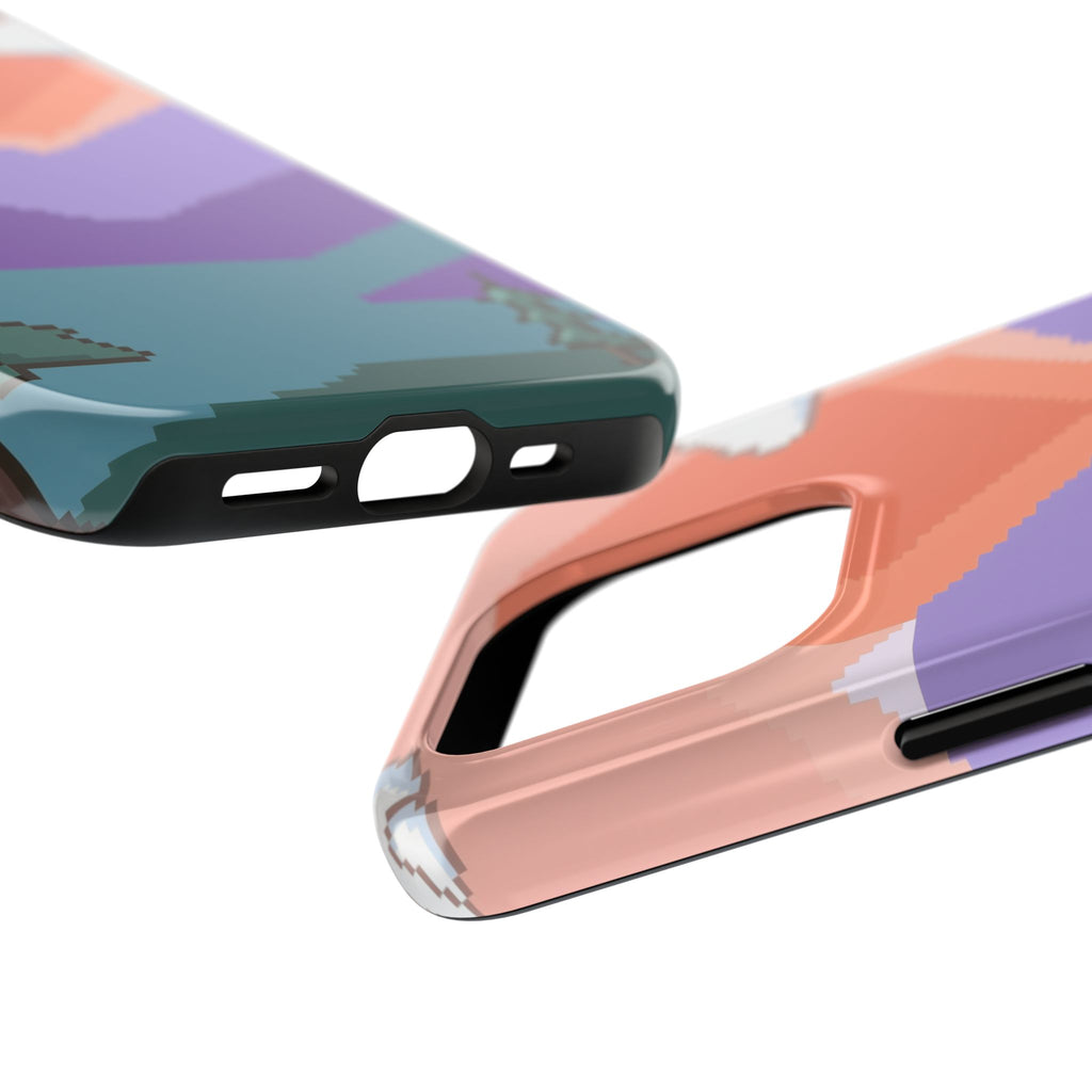 Pixel Art Phone Case - Retro 16-Bit Mountain Sunset Design