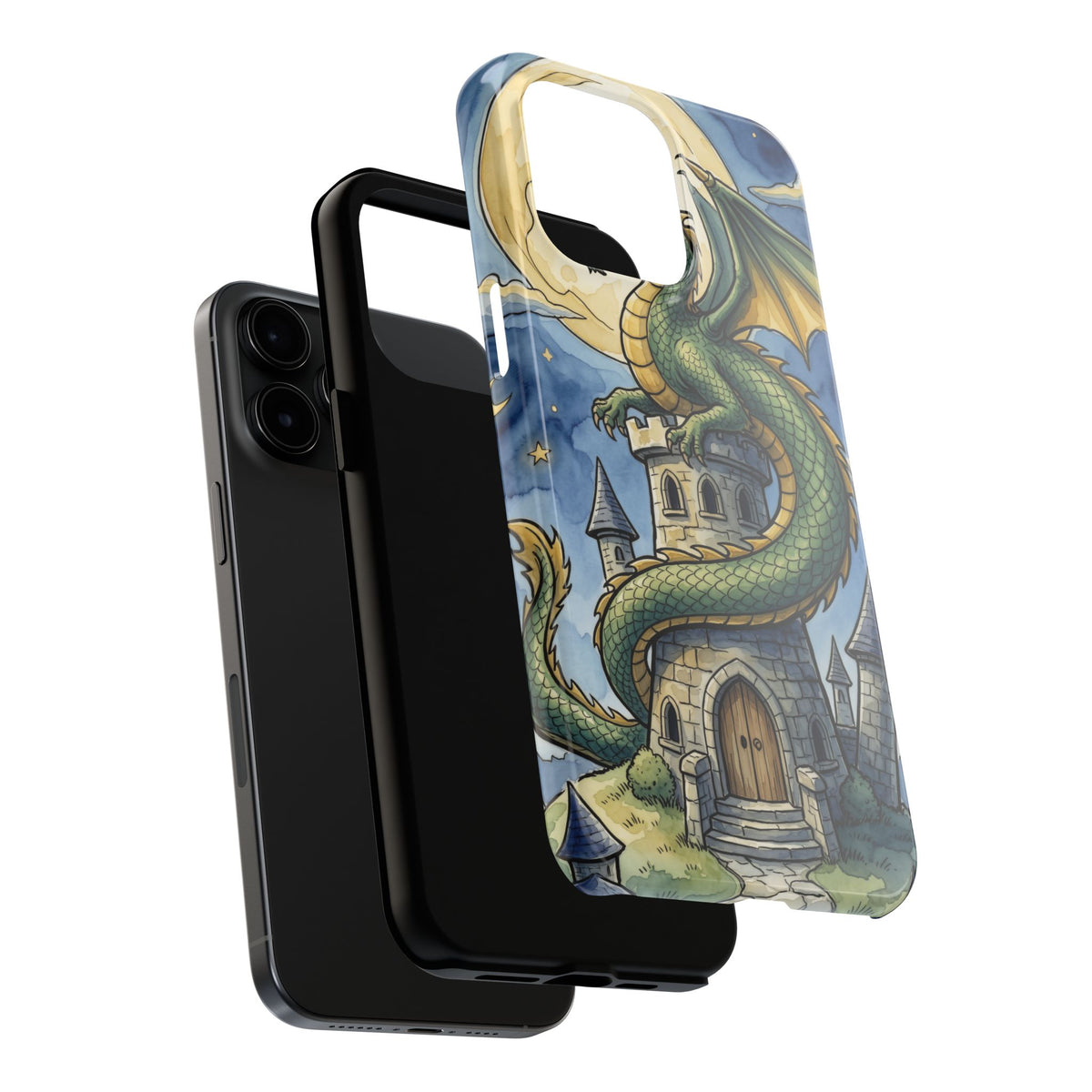 Fantasy Dragon Phone Case - Wizard Tower Ink and Watercolor