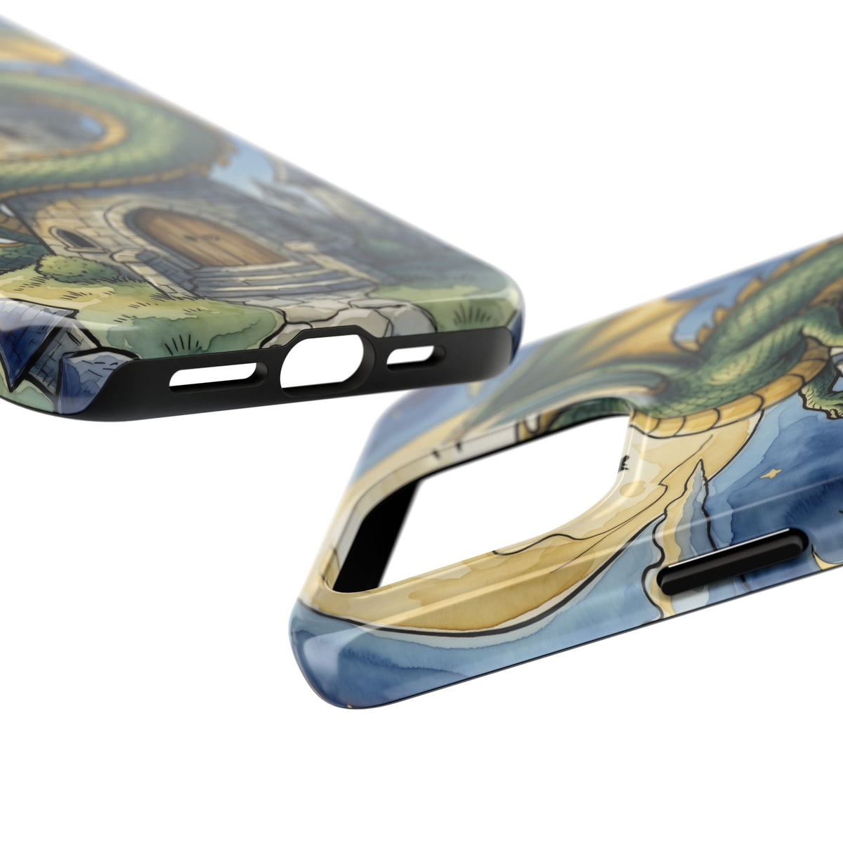 Fantasy Dragon Phone Case - Wizard Tower Ink and Watercolor