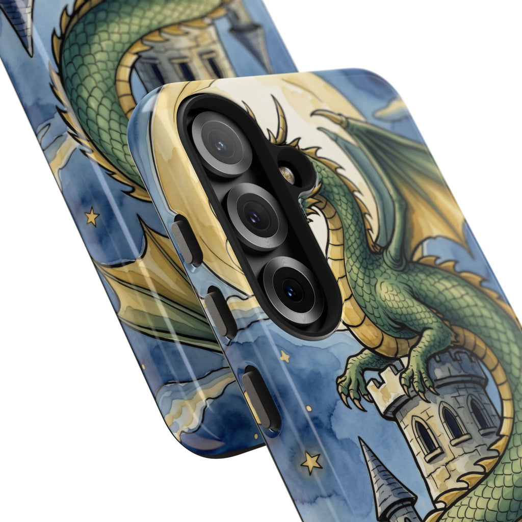 Fantasy Dragon Phone Case - Wizard Tower Ink and Watercolor