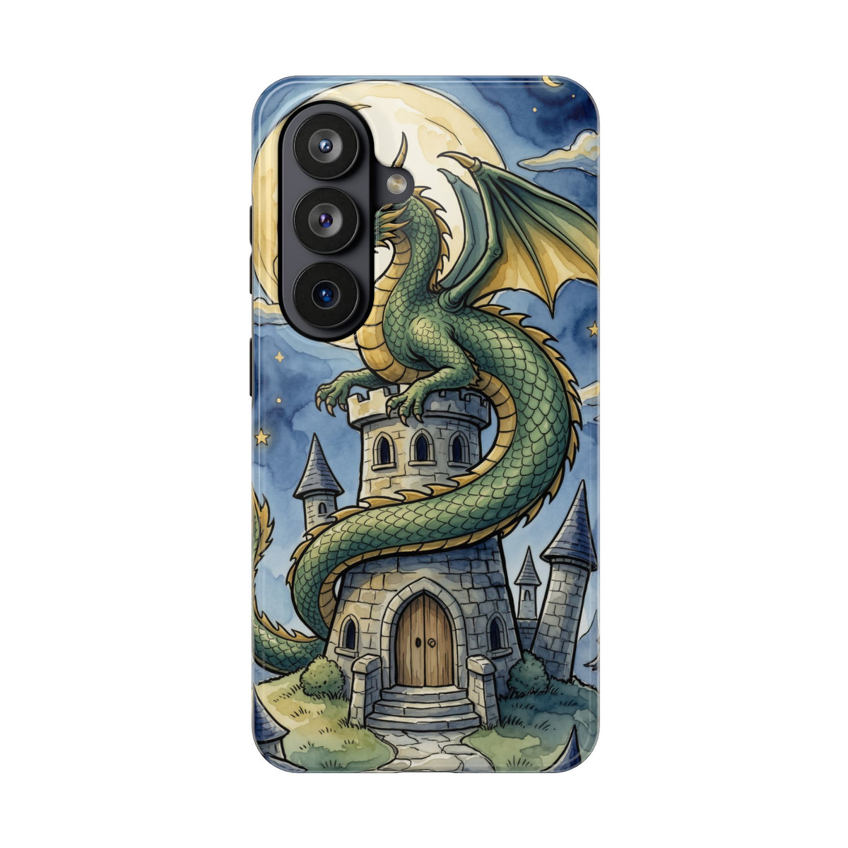 Fantasy Dragon Phone Case - Wizard Tower Ink and Watercolor