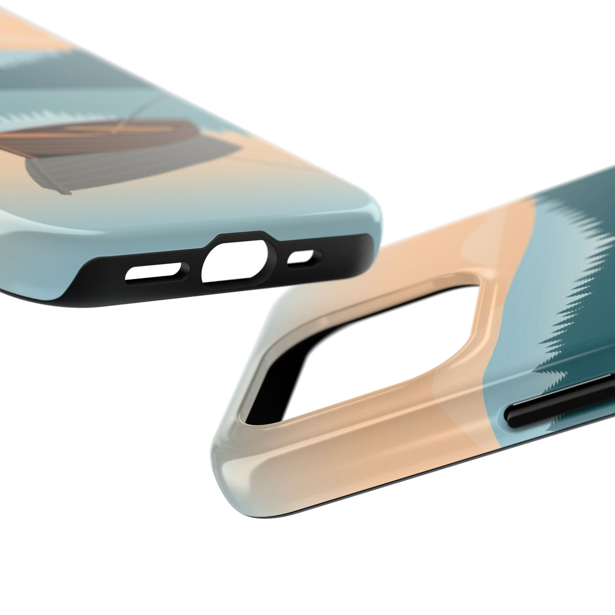 Fishing Phone Case - Misty Lake Rowboat at Dawn, Minimalist