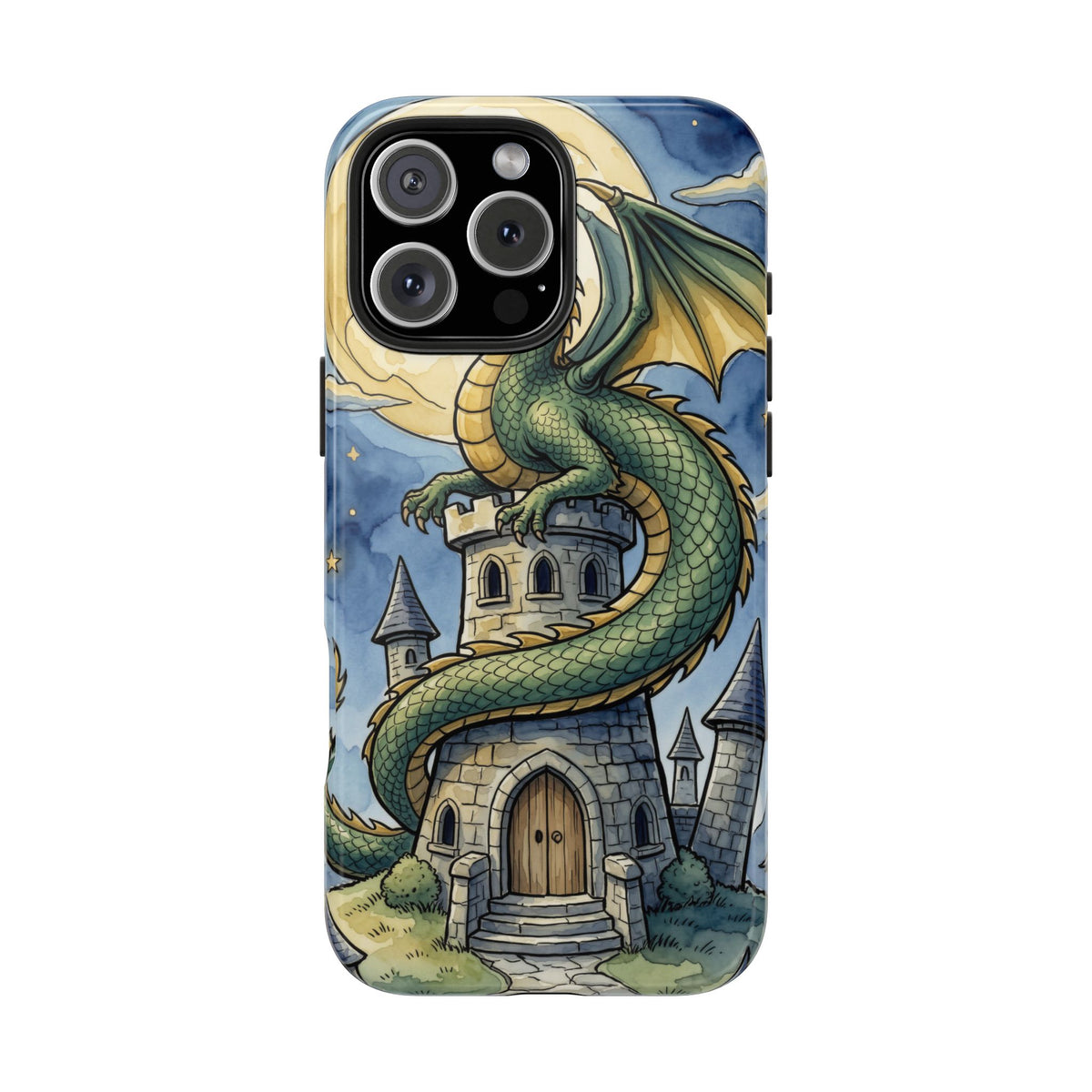 Fantasy Dragon Phone Case - Wizard Tower Ink and Watercolor