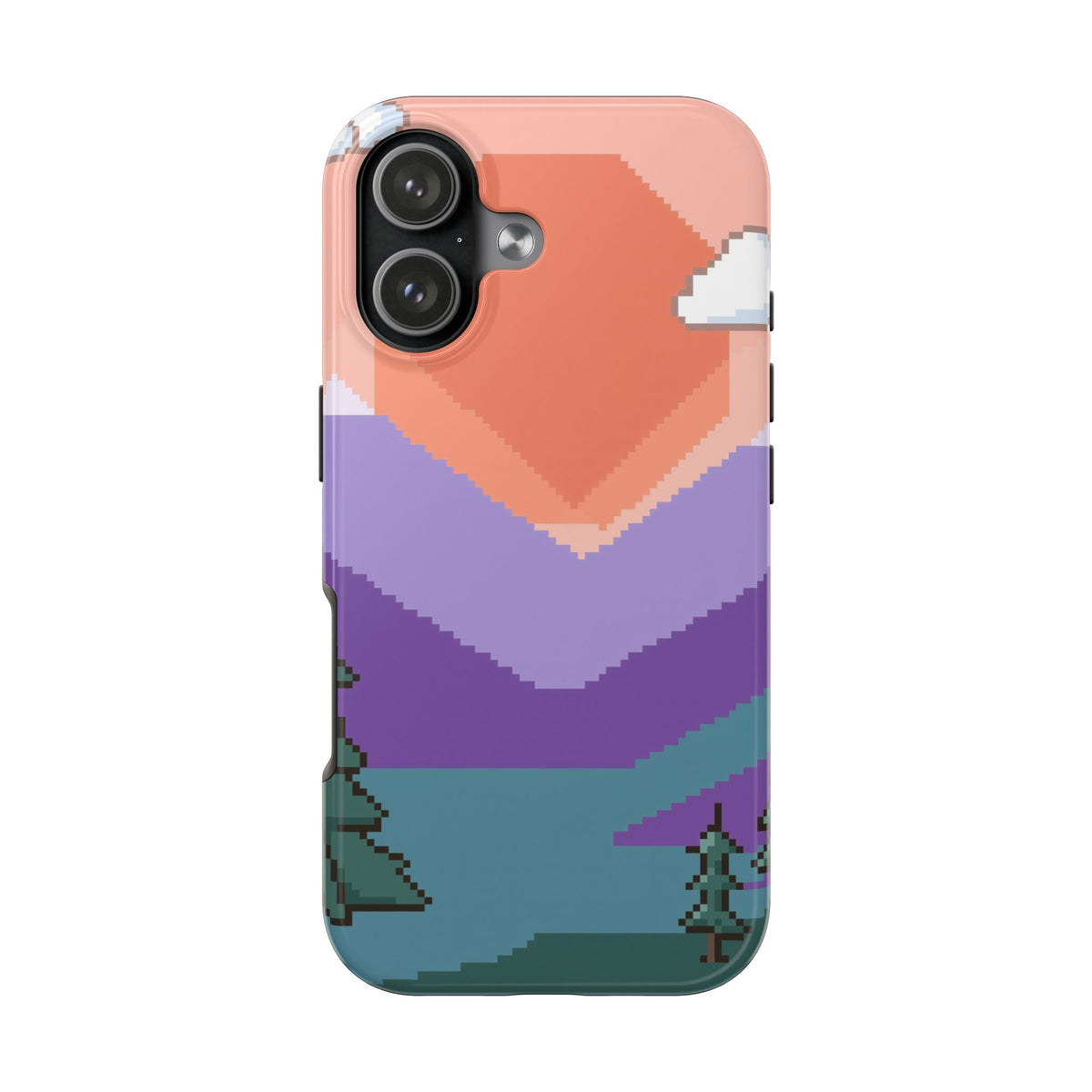 Pixel Art Phone Case - Retro 16-Bit Mountain Sunset Design