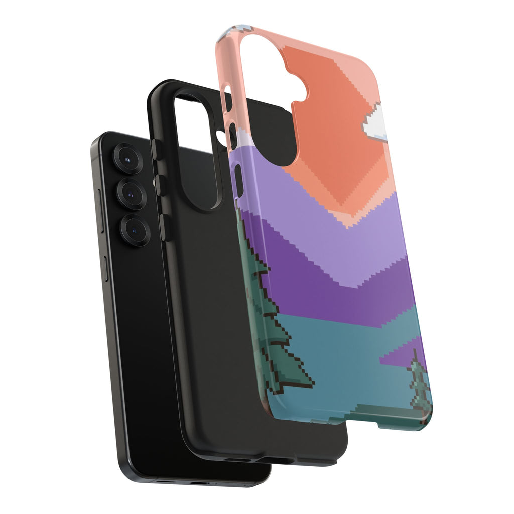 Pixel Art Phone Case - Retro 16-Bit Mountain Sunset Design