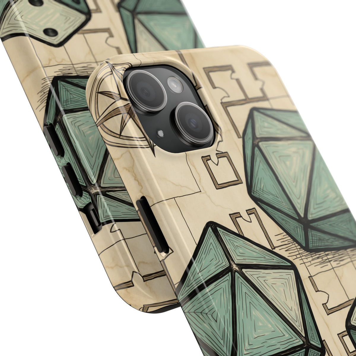 Tabletop RPG Phone Case - Polyhedral Dice and Dungeon Map