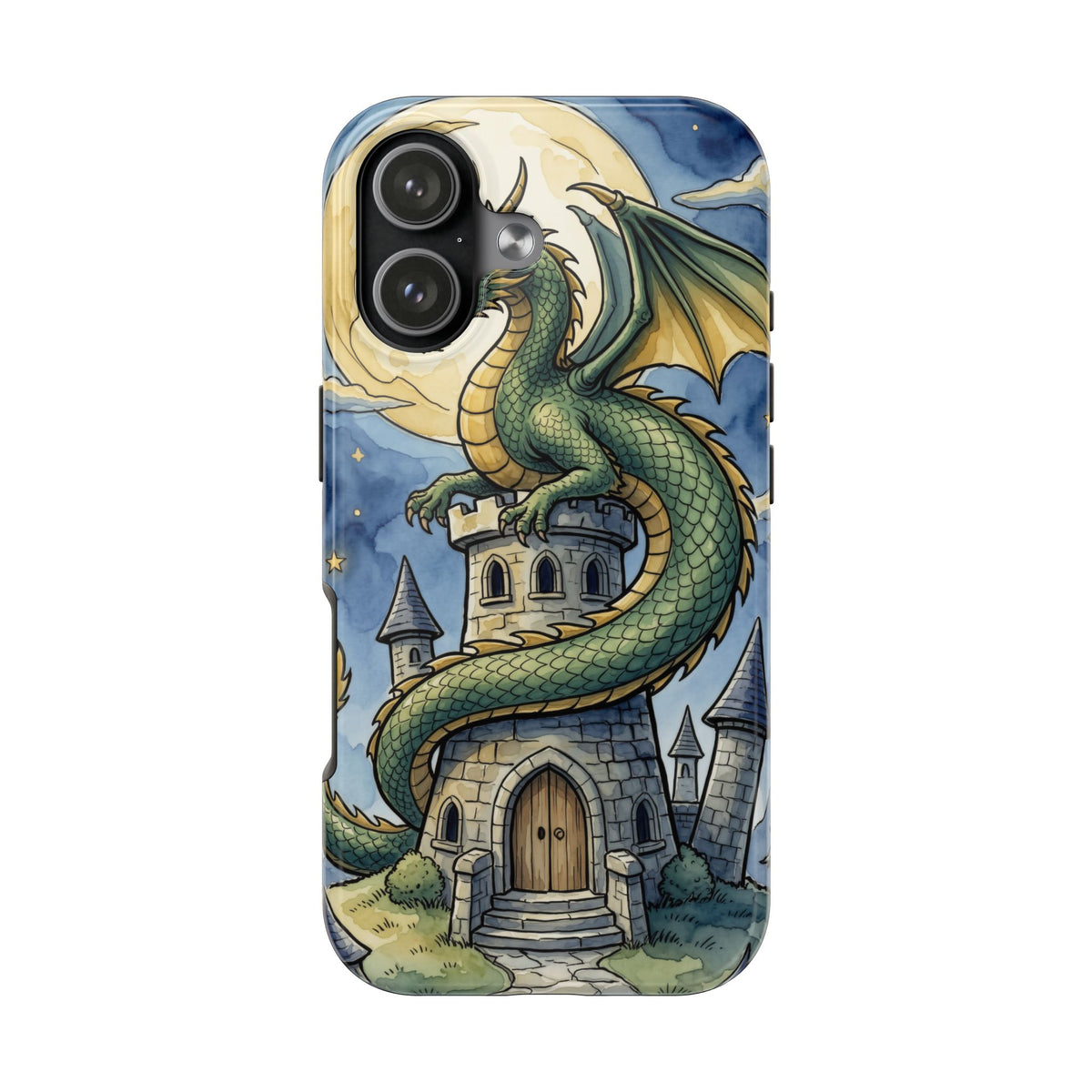 Fantasy Dragon Phone Case - Wizard Tower Ink and Watercolor
