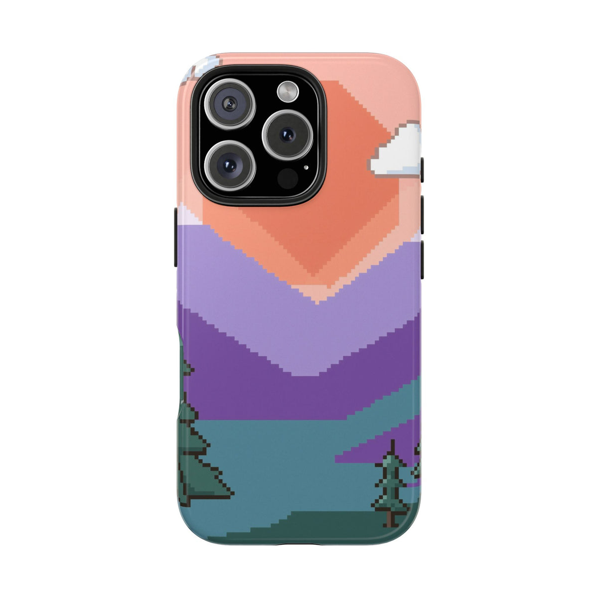 Pixel Art Phone Case - Retro 16-Bit Mountain Sunset Design