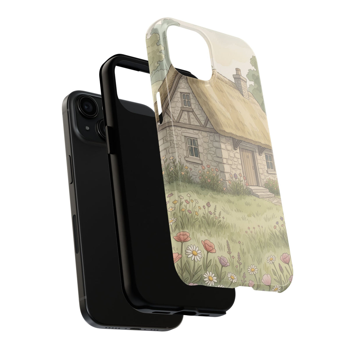 Cottagecore Cottage Phone Case - Storybook Meadow Art Case