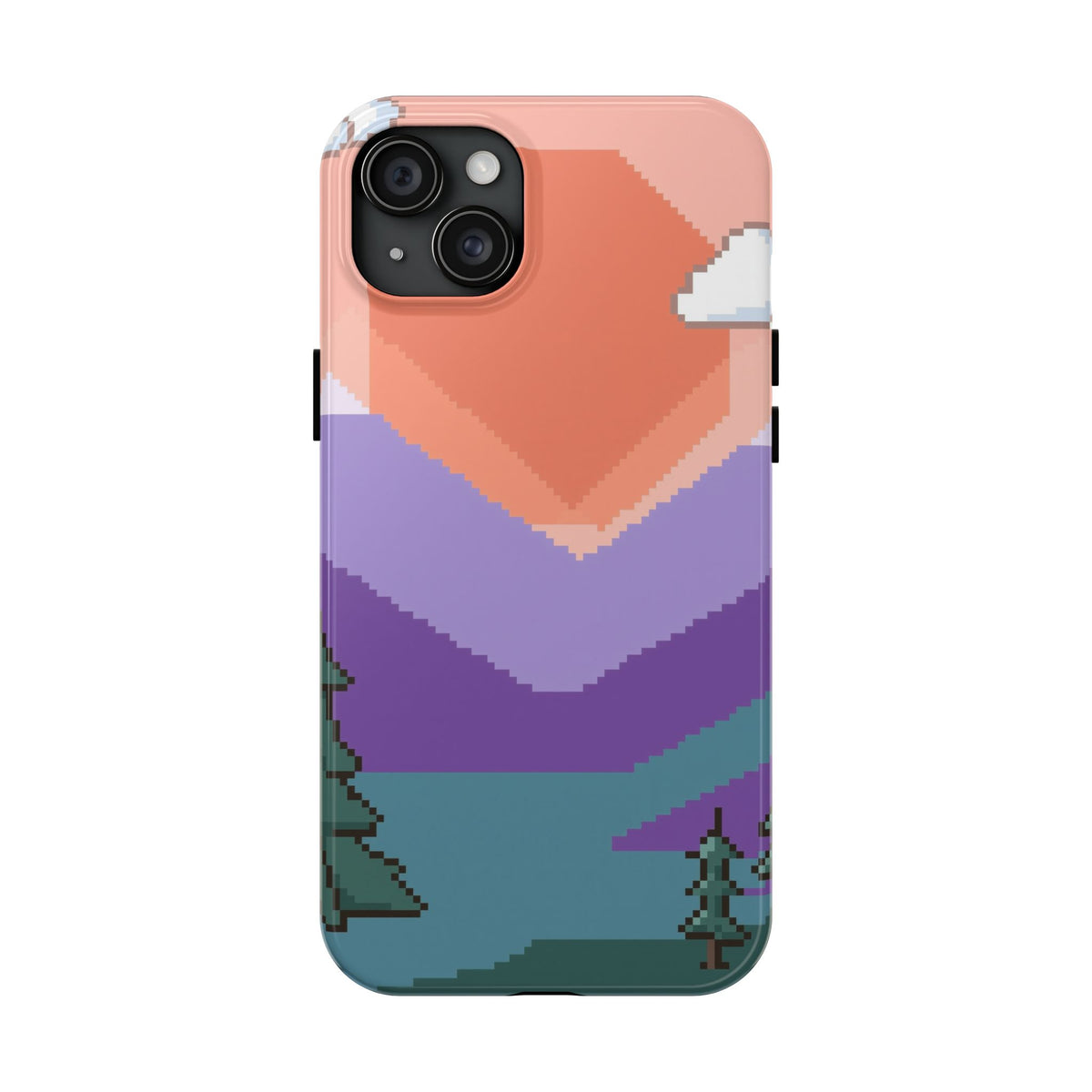 Pixel Art Phone Case - Retro 16-Bit Mountain Sunset Design
