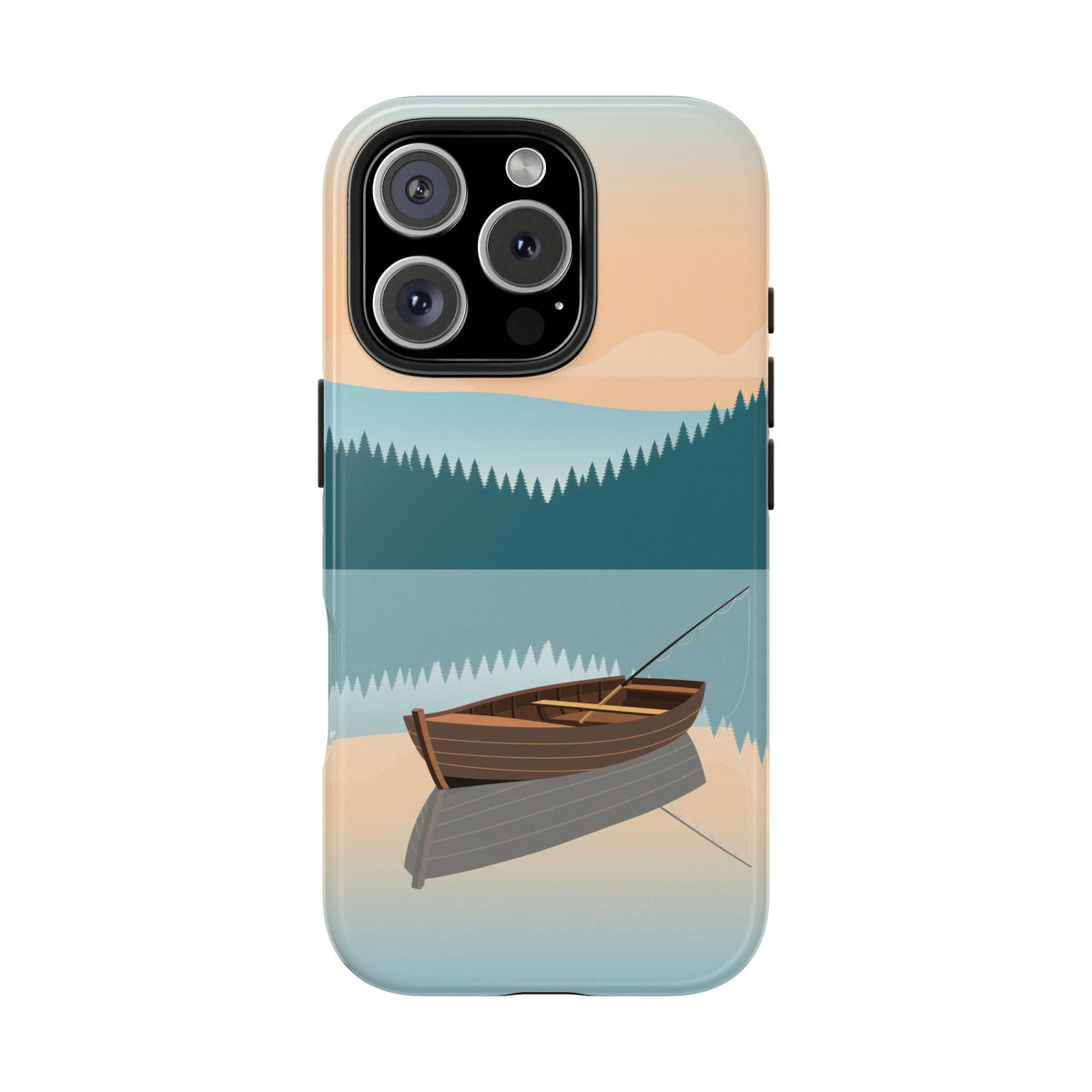 Fishing Phone Case - Misty Lake Rowboat at Dawn, Minimalist
