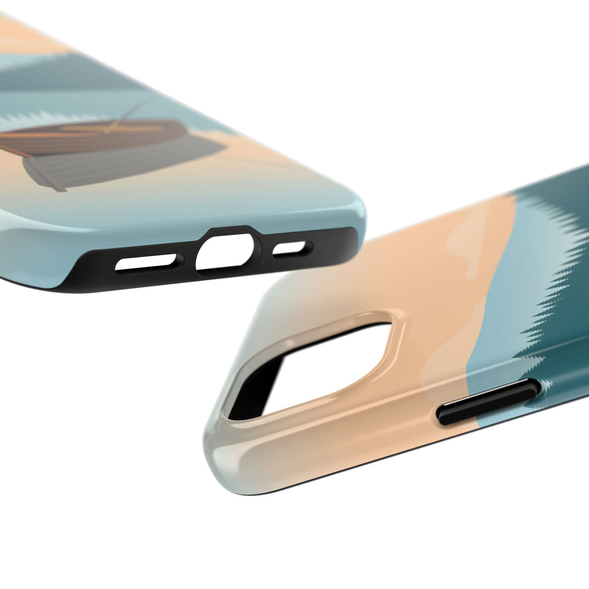 Fishing Phone Case - Misty Lake Rowboat at Dawn, Minimalist