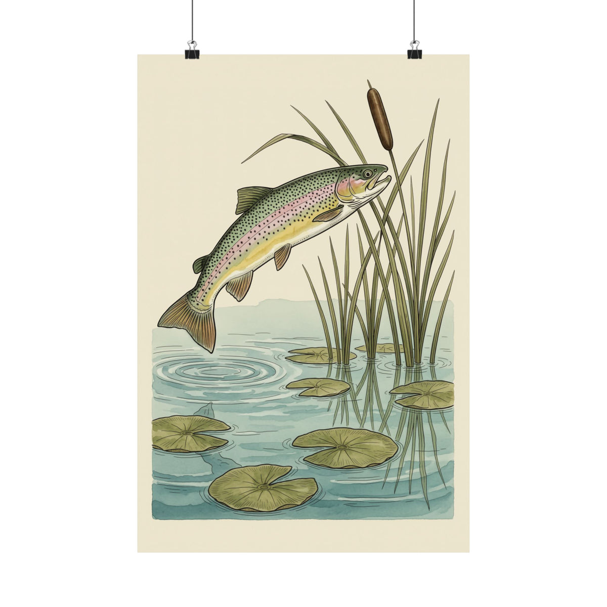Trout Fishing Poster - Vintage Field Guide Fish Wall Art