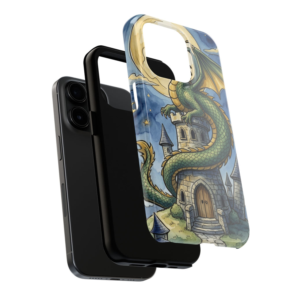 Fantasy Dragon Phone Case - Wizard Tower Ink and Watercolor