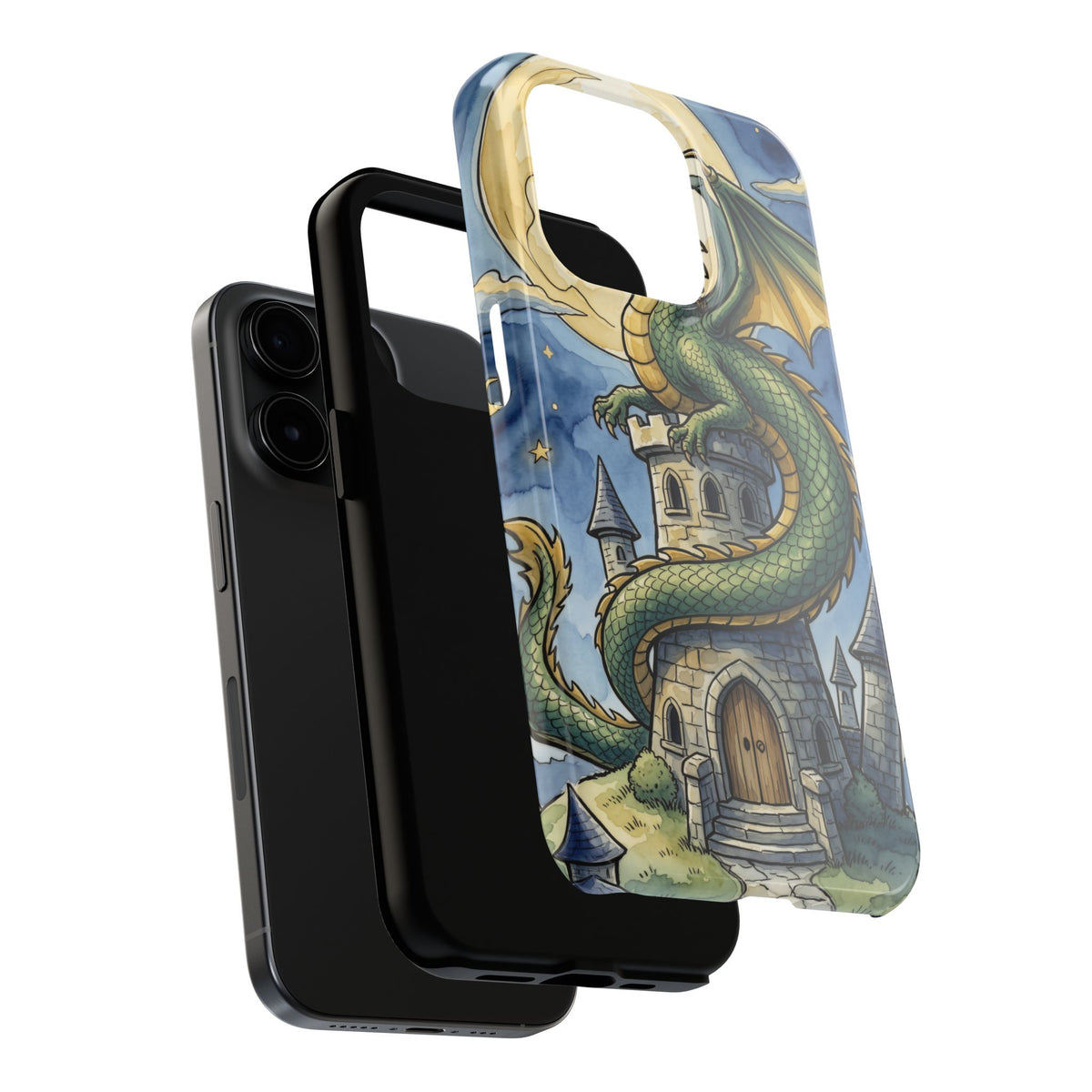 Fantasy Dragon Phone Case - Wizard Tower Ink and Watercolor