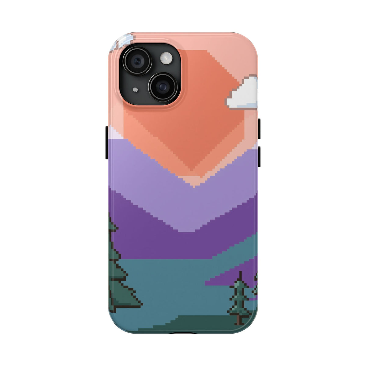 Pixel Art Phone Case - Retro 16-Bit Mountain Sunset Design