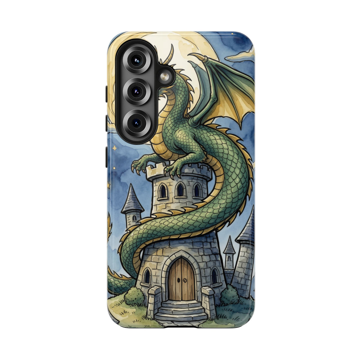Fantasy Dragon Phone Case - Wizard Tower Ink and Watercolor